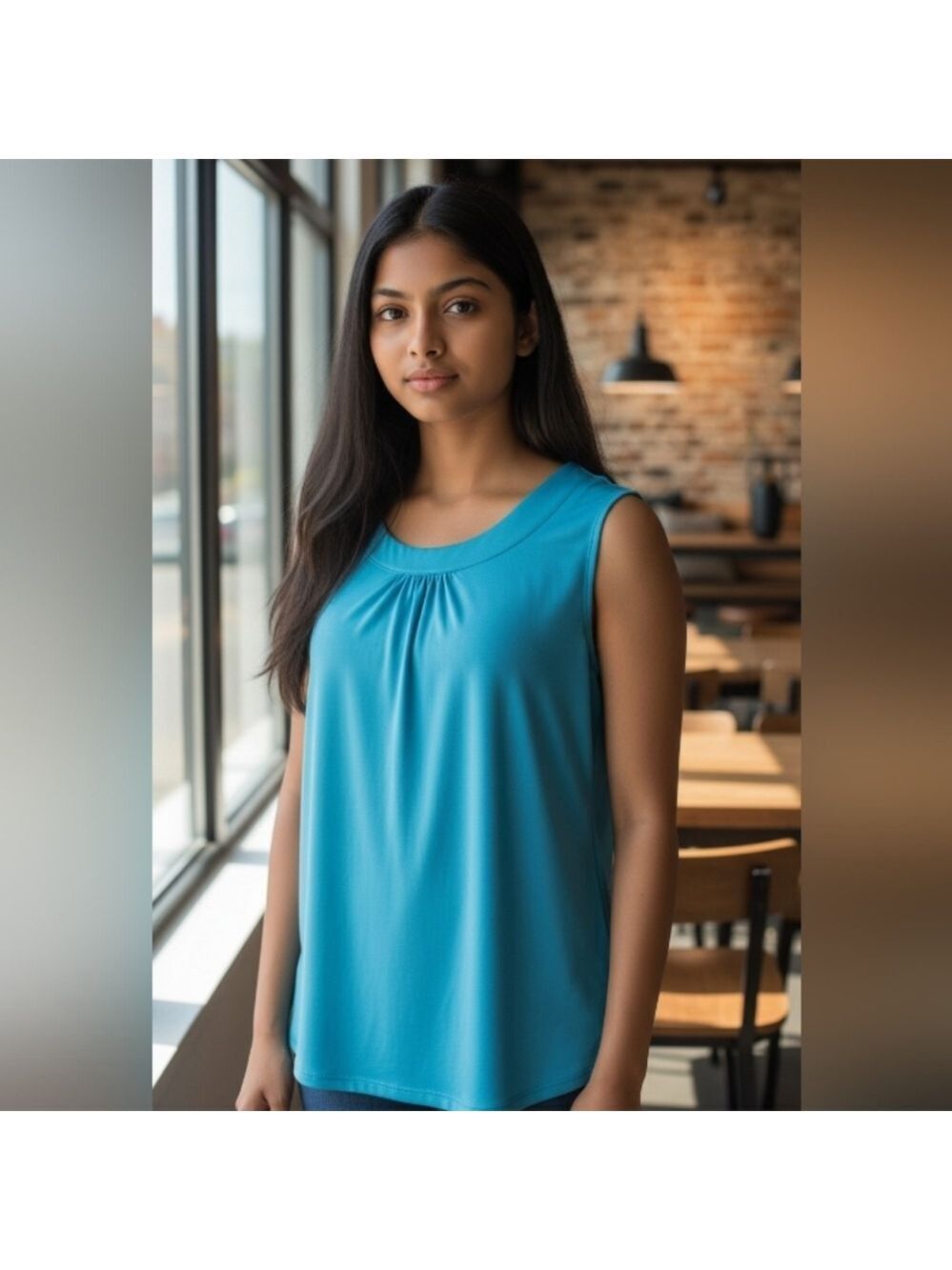 Alia Petite Blue Sleeveless Top